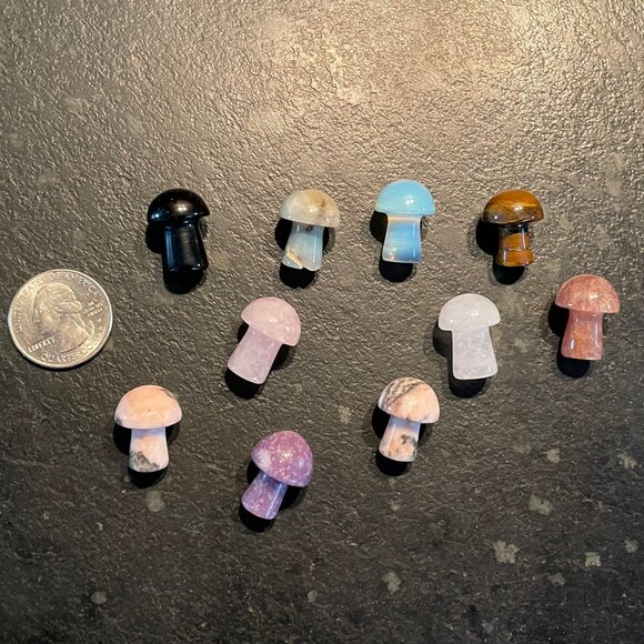 Ten Small Cute Carved Gemstone Mushrooms (NWOT) - Picture 5 of 6